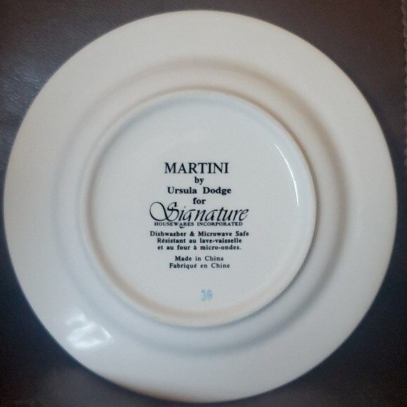 6 Signature Martini Appetizer Canape Plates 6 3/4" Ursula Dodge Porcelain - Picture 6 of 16